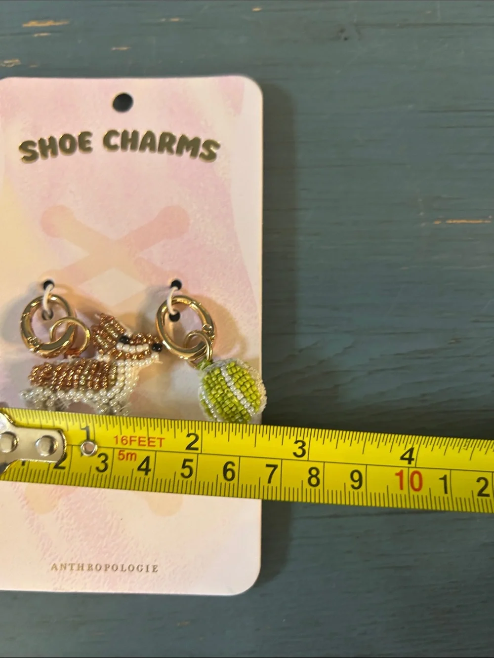 Anthropologie Kids Beaded Corgi & Tennis Ball Shoe Charms - White, Brown, Green